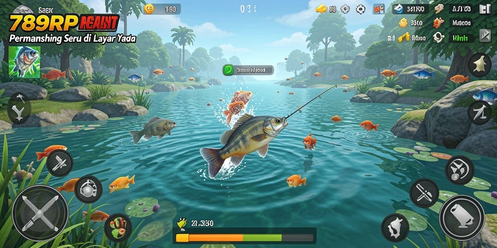 Screenshot gameplay 789RP menampilkan suasana memancing yang seru dan realistis.
