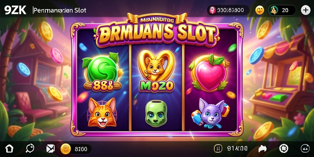 Screenshot 9ZK menampilkan gameplay Slot yang menarik dan penuh warna.