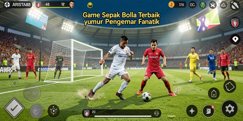 Tangkapan layar utama ARISTA88 menampilkan aksi permainan sepak bola yang mendebarkan.