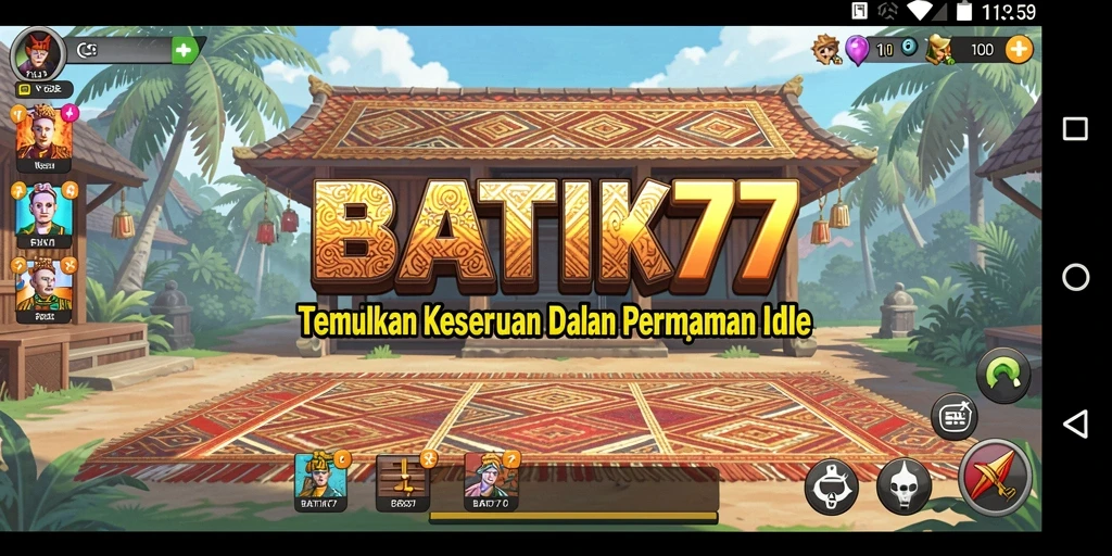 Screenshot gameplay BATIK77 dengan motif batik yang indah.