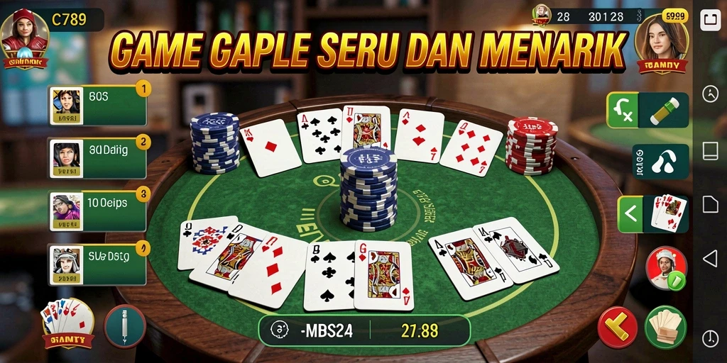 Screenshot C789 menampilkan gameplay seru Gaple dengan teman-teman.
