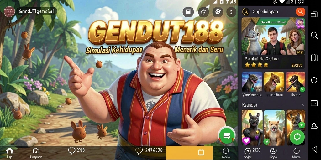 Tampilan gameplay menarik dari GENDUT188 yang menggambarkan simulasi kehidupan.