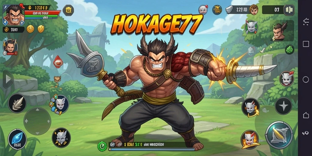 Tangkapan layar utama HOKAGE77 dengan tampilan gameplay yang menarik.