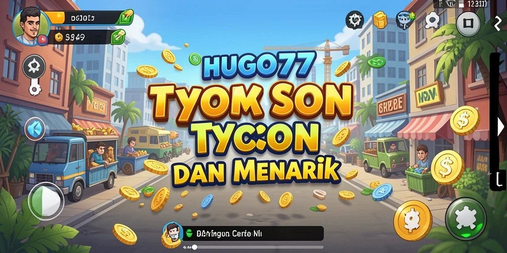 Screenshot gameplay HUGO77 yang menunjukkan aktivitas manajemen bisnis.