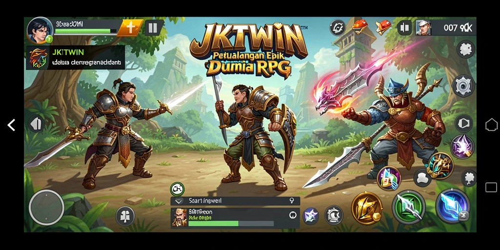 Gameplay RPG menarik di JKTWIN dengan berbagai karakter dan monster.