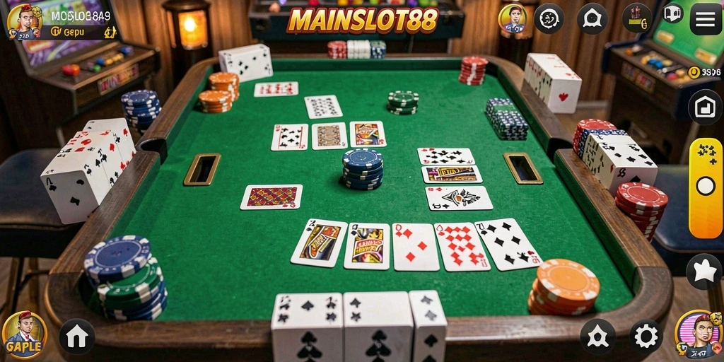 Tampilan utama gameplay Gaple di MAINSLOT88.