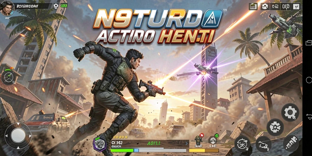 Gameplay seru N9TURBO dengan pertarungan yang mendebarkan.