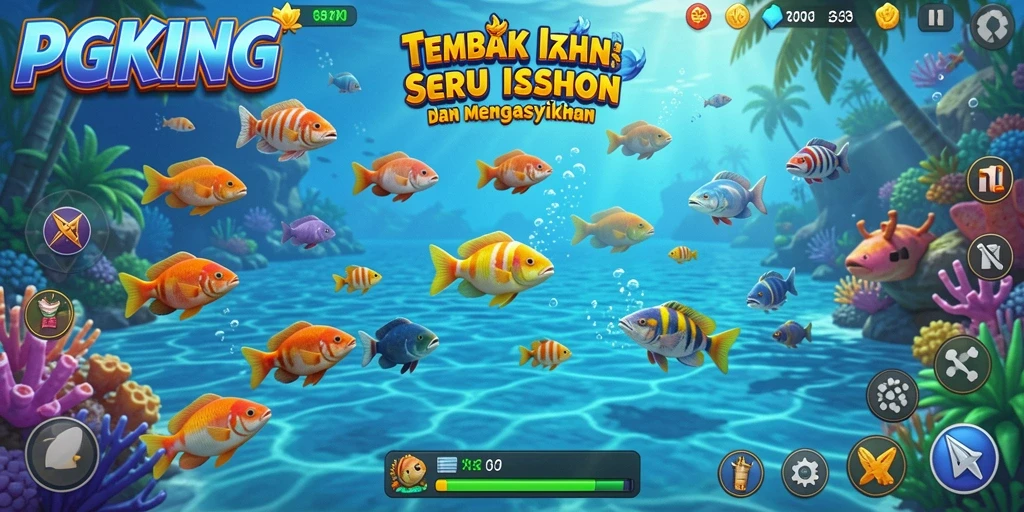 Screenshot PGKING menampilkan aksi seru permainan Tembak Ikan.