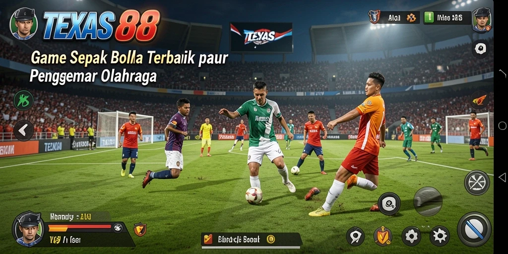 Tampilan gameplay TEXAS88 yang mendebarkan di lapangan sepak bola.
