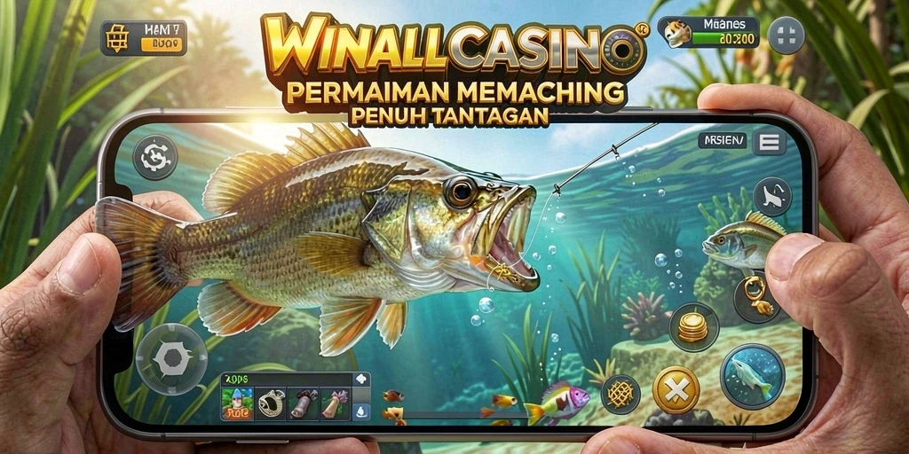 Tampilan gameplay menarik WINALLCASINO yang menunjukkan aksi memancing yang mendebarkan.