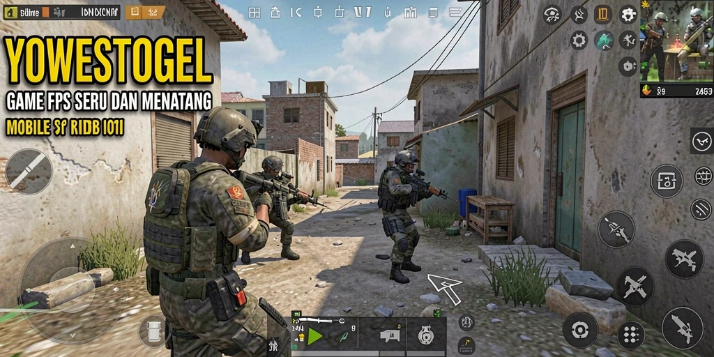 Screenshot YOWESTOGEL menampilkan aksi tembak-menembak yang seru.
